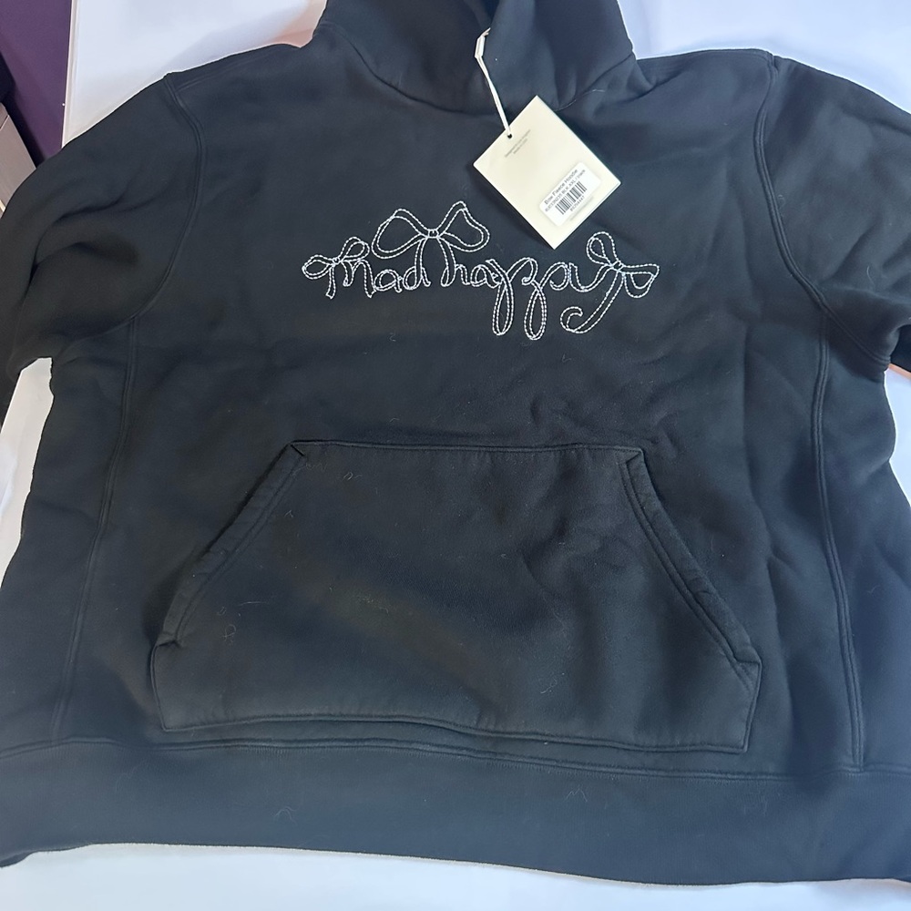 Madhappy black bow Hoodie, embroidered logo xxl